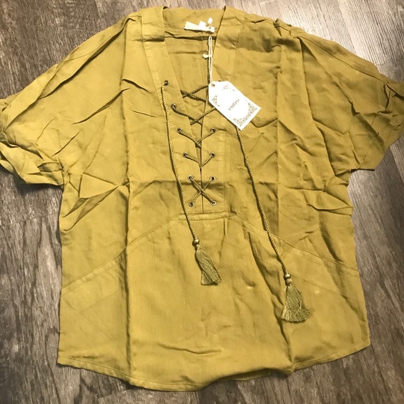 Women’s Olive Tunic Top with Lace-Up detail - Picture 3 of 8